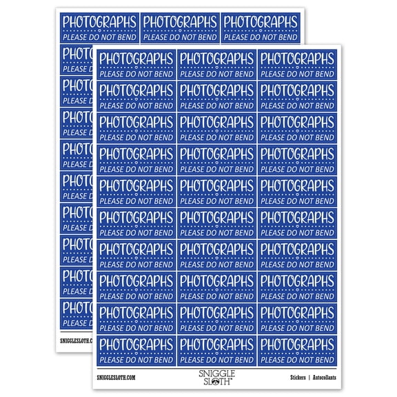 Photographs Please Do Not Bend Dots & Heart Detail Sticker Set - Dark Blue - Matte Finish - 1.75" Medium