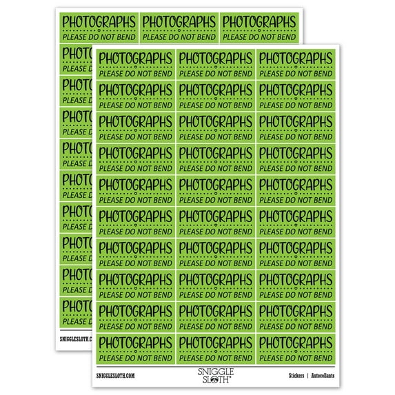 Photographs Please Do Not Bend Dots & Heart Detail Sticker Set - Light Green - Matte Finish - 1.75" Medium