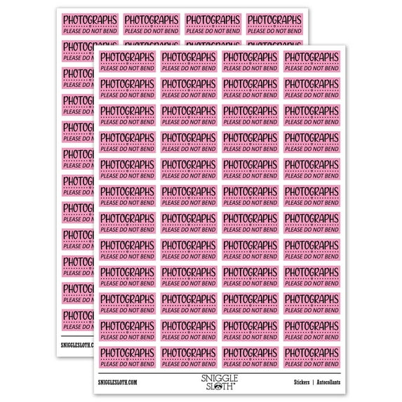 Photographs Please Do Not Bend Dots & Heart Detail Sticker Set - Light Pink - Gloss Finish - 1.25" Mini