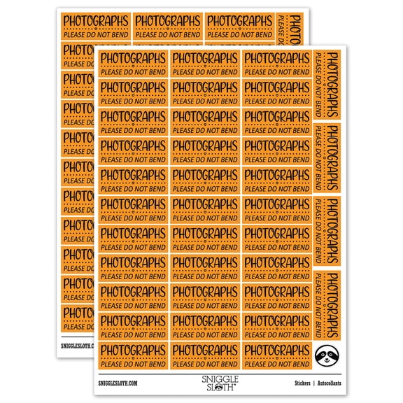 Photographs Please Do Not Bend Dots & Heart Detail Sticker Set - Orange - Gloss Finish - 1.5" Small