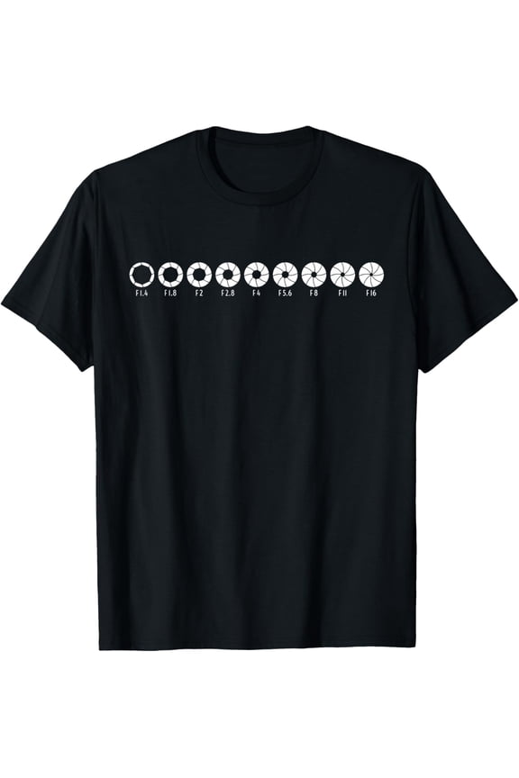 Photography Aperture Camera Lens Size Photographer Photo T-Shirt men and women can wear, black, white, gifts