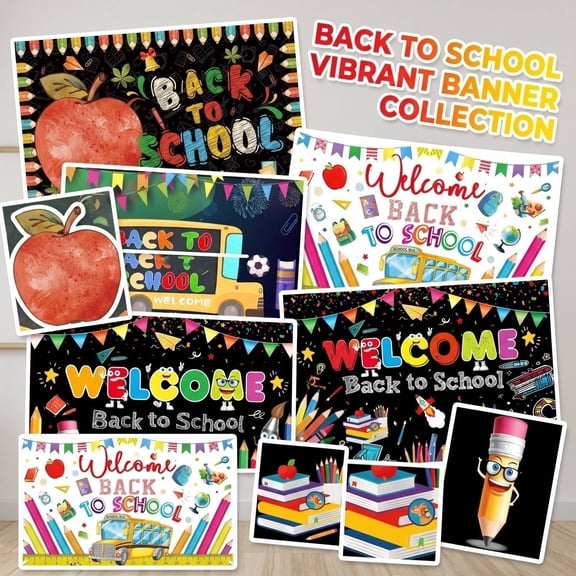 Photography Backdrop, Back to School Photo Backdrop, Back to School Bulletin Board, Classroom Wall Decor, 60X36 Inch 1Pc Background Cloth Featuring Cartoon School Bus, Colorful