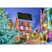 Photography Backdrop Frch Town Street Gingerbread Houses Craftsm Store Chritmas Tree Backg
