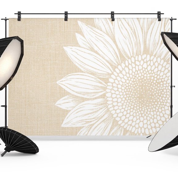 Photography Backdrop Summer Farm Sunflowers Photo Background 5x7ft,Portrait Photo Props Booth Background Photoshoot Studio, Linen Texture Background Photography Backdrops for Video Party