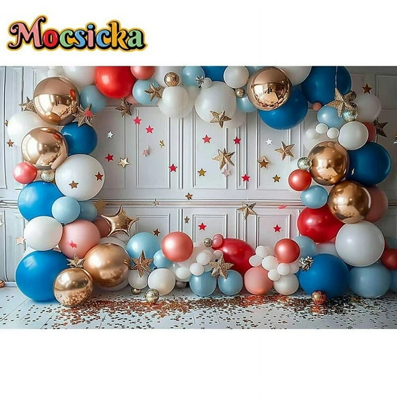 Photography Background 4th of July Independence Balloons Kids Birthday Cake Smash Portrait Decor Backdrop Photo Studio