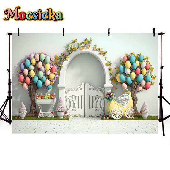 Photography Background Arch Blue and Gold Balloon Child Birthday Party Cake Smash Portrait Decor Backdrop Photo Studio