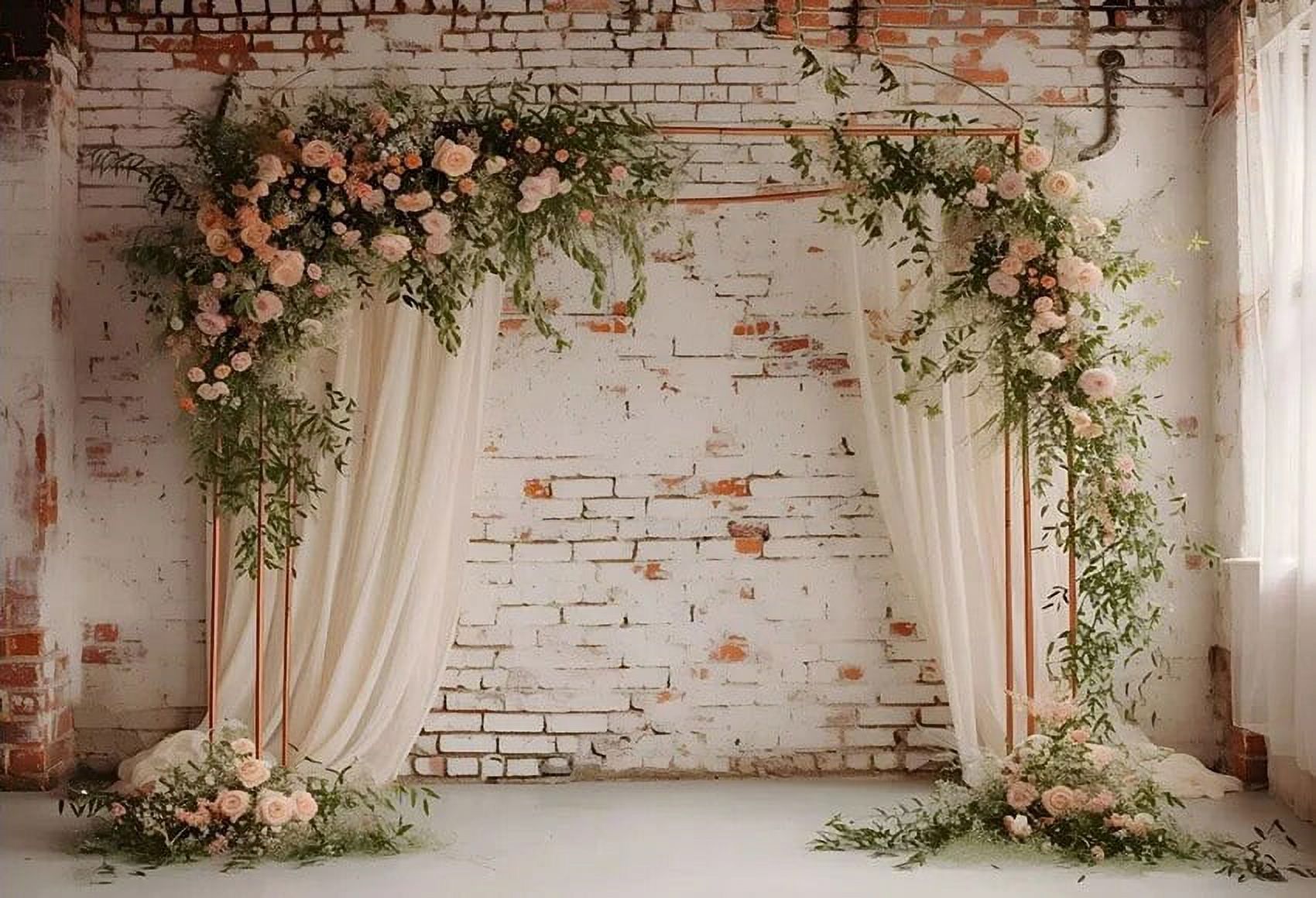 Photography Background Boho Floral Ring Brick Wall Adult Birthday