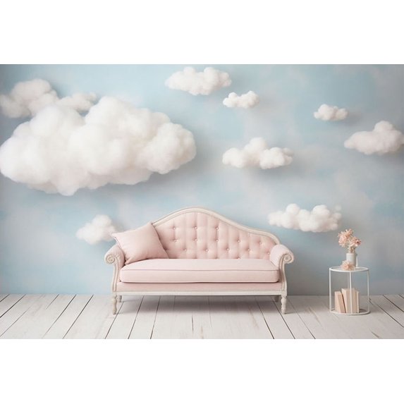 Photography Background Dreamy Clouds Pink Curtain Child Birthday Party ...