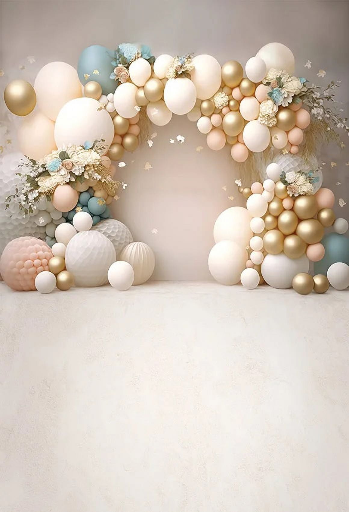 Photography Background Rainbow Balloon Arch Flower Child Birthday Party Cake Smash Portrait