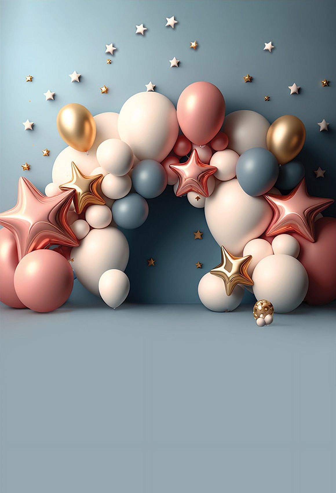 Photography Background Rainbow Balloon Arch Flower Child Birthday Party Cake Smash Portrait