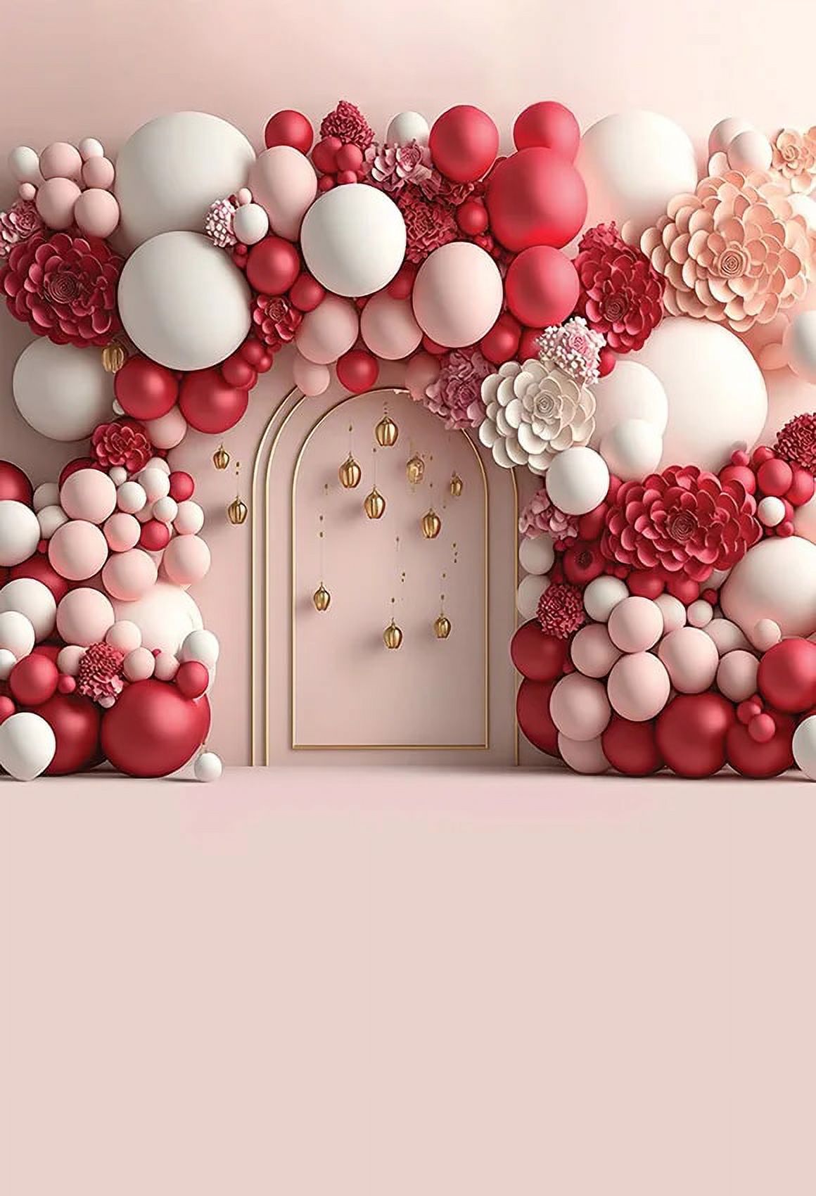 Photography Background Rainbow Balloon Arch Flower Child Birthday Party Cake Smash Portrait