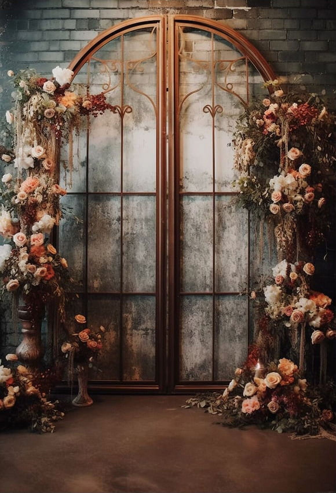 Photography Background Rustic Floral Arch Door Adult Birthday Wedding ...
