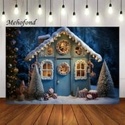 Photography Background Winter Christmas Gingerbread House Snow Forest Kids Family Portrait Decor Photo Backdrop Studio