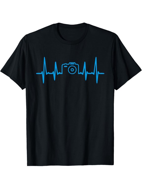 Photography Heartbeat T-Shirt Photographer Tee Snap Shirt men and women can wear, black, white, gifts