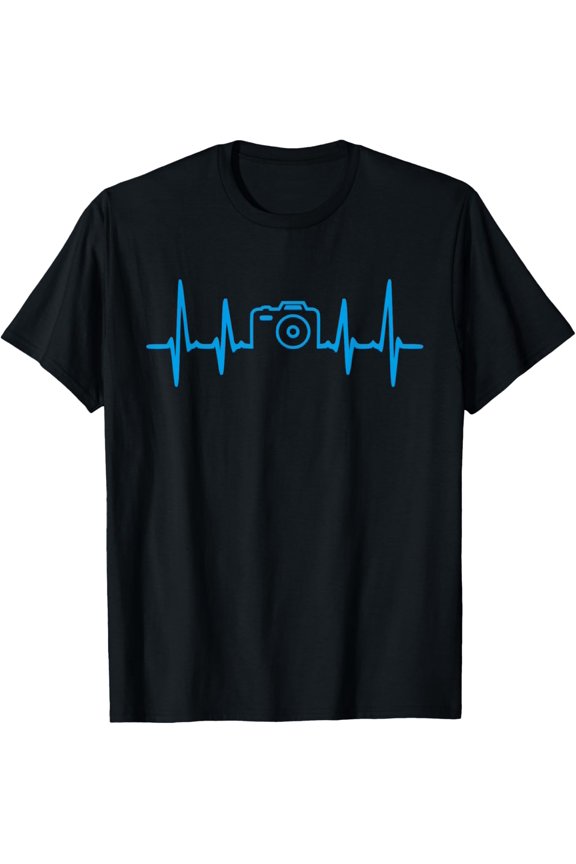 Photography Heartbeat T-Shirt Photographer Tee Snap Shirt men and women can wear, black, white, gifts