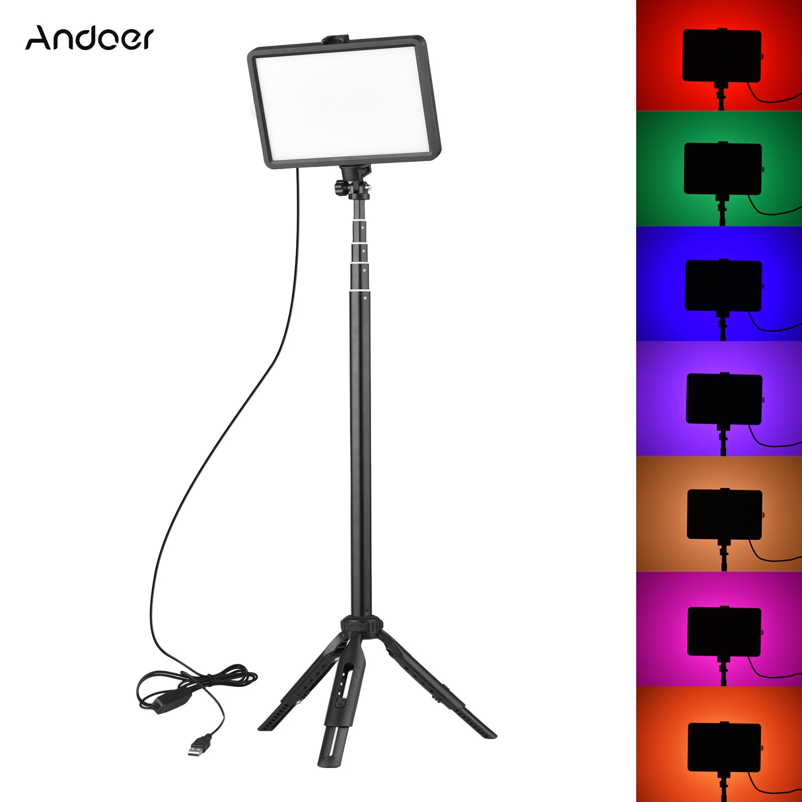 Photography Lamp,1 * 10 Usb Powered Conference Live Video Conference 7 Colors 3200k-5600k Colors 3200k-5600k 10 Usb Powered 1 Led Video 3200k-5600k 10 Usb Portable Video Kit Eryue Led Panel