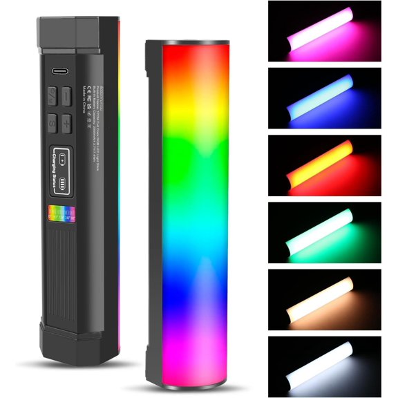 Photography Lighting, 360? Handheld Light Wand with 2000mAh Rechargeable , 2500-9000K Dimmable Tube Light for Camera, Studio Photography, , YouTube, Vlog (17cm/6.7 in)