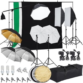 Photography Lighting kit with Backdrops, 8.5ftx10ft Backdrop Stand, 5 tripod stands and Bulb, Umbrella Softbox Continuous Lighting, Photo Studio Equipment for Portrait Product Photo Shoot