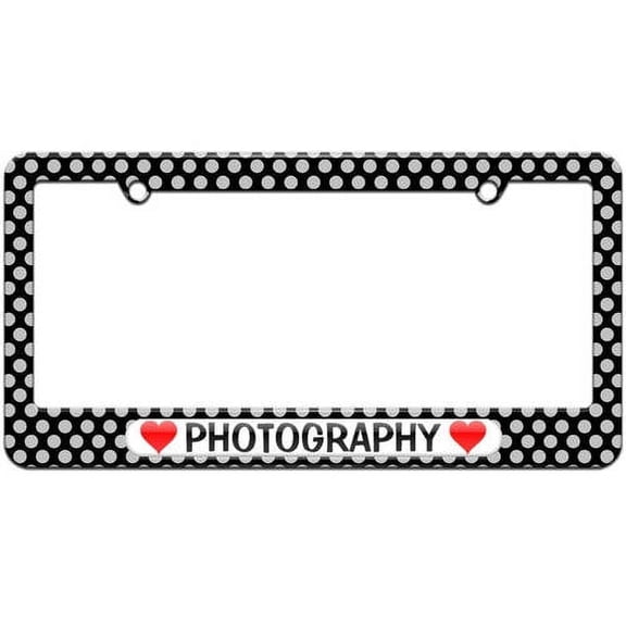 Photography Love with Hearts License Plate Tag Frame, Multiple Colors