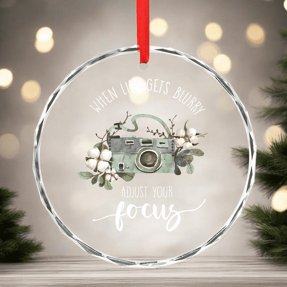 Photography Ornament Gift For Photographers Camera Ornament When Life Gets Blurry A Home Decor CIRCLE GLASS ORNAMENT