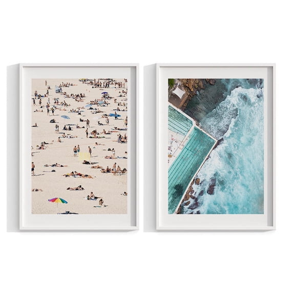 Photography Prints Bondi Beach Prints Bondi Icebergs Framed Wall Art Beach Wall Art Set of 2 HIGH RESOLUTION Large Framed Art Set 2