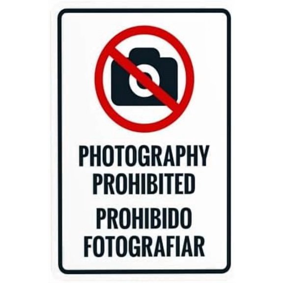 Photography Prohibited Bilingual Warning Sign, Metal Signs for Business Home Outdoor Indoor Road Yard Garage Street Wall Caution Custom Decor 8 x 12 Inch