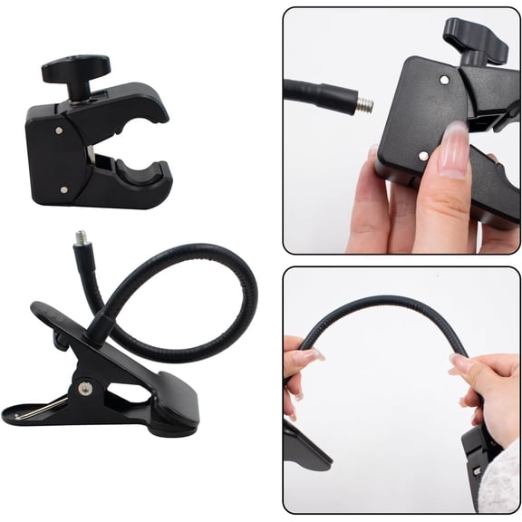 Photography Reflector Holder, 11 Inch Bendable Metal Reflector Photography Stand Clamp for Backdrop, Diffuser, Lighting, Clamping Range 0.5''-1.9''