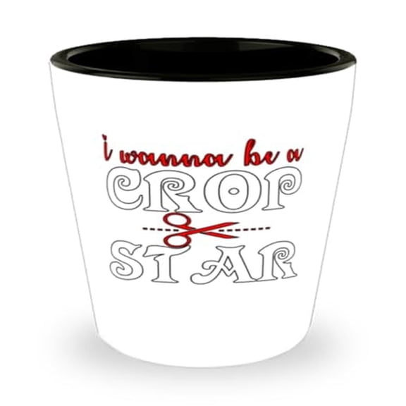 Unique I Wanna Be A Crop Star Photography Shot Glass, Mini Glassware Gift for Photo Editors, 1.5oz White Ceramic Cup