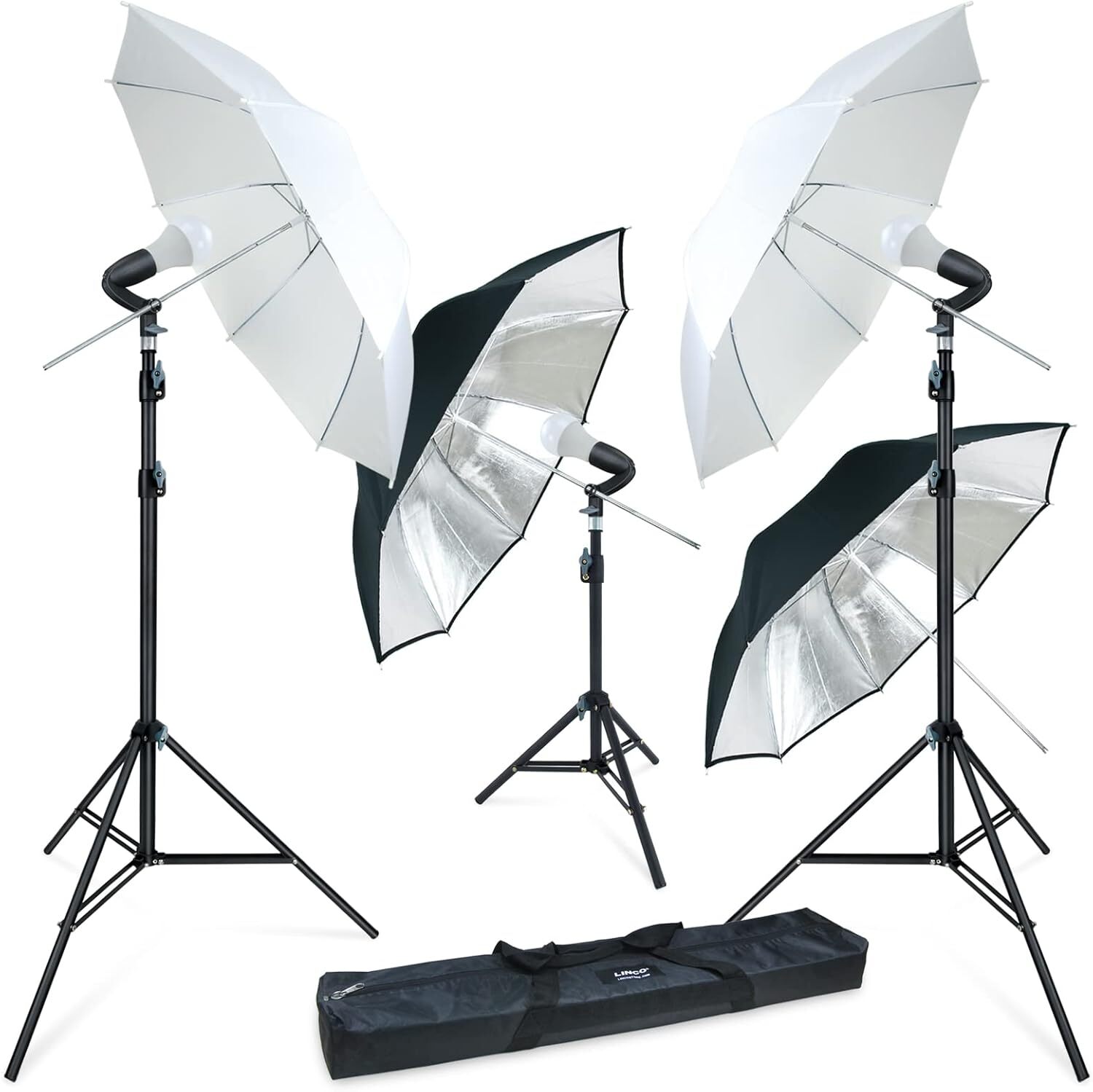 Ex-Pro Photography Light Stand 4-Pack - 80.5in To 200cm Height, 2.5kg Load, Includes Carry Bag