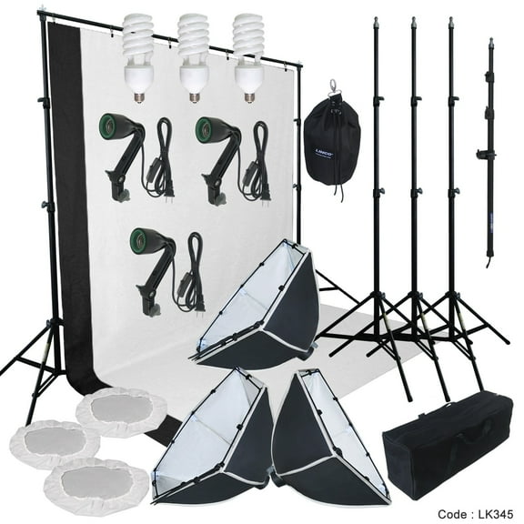 Photography Studio Lighting Softbox Photo Light Muslin Backdrop Stand Kit for Studio, Portrait, Video Shooting