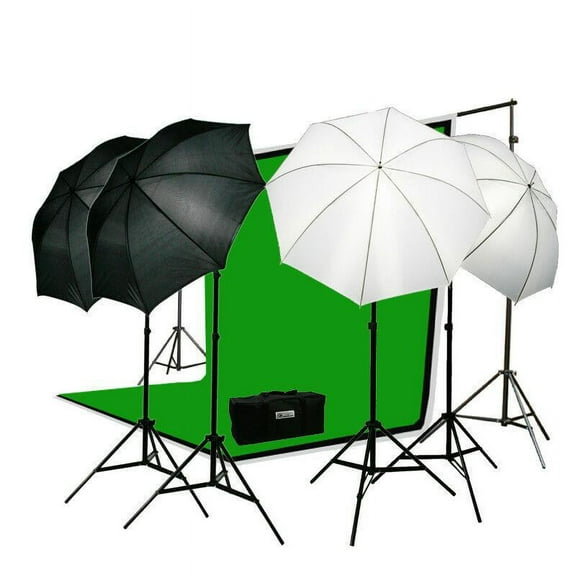 Photography Studio Video Lighting Kit 3 Chromakey Muslins Background Stands Case