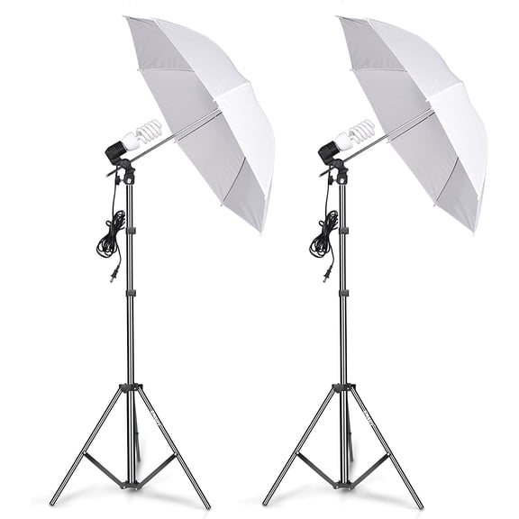 Photography Umbrella Lighting Kit, 400W 5500K Photo Portrait Continuous Reflector Lights for Camera Video Studio Shooting Daylight (2 Packs)
