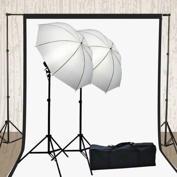 Photography Video Muslin Backdrop Background Support Stand, 2 Lights Umbrella,2 Muslins Lighting Kit