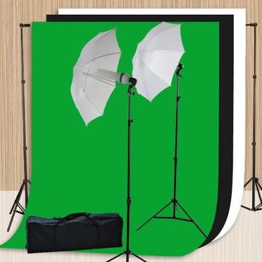 EPhotoInc H69W Photography Studio Lighting Kit With White Muslin Background