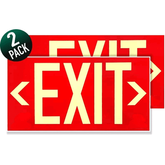 Photoluminescent Exit Sign Red - Pack of 2 - Aluminum - UL 924 Code Approved/IBC/NFPA 101 / Part Number ULR-050 II$$Tools & Hardware Other