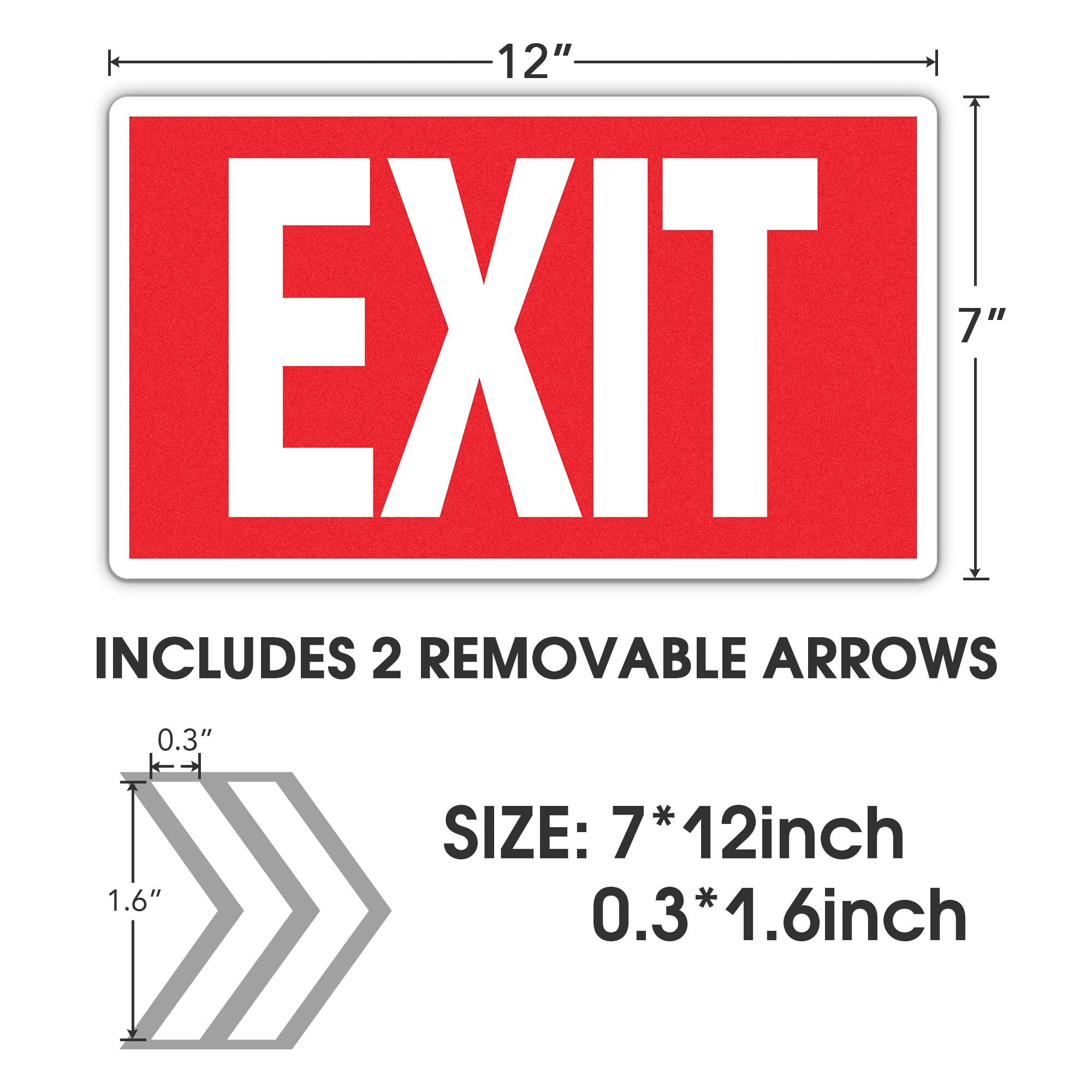 Red Breakfest Sign Photoluminescent Exit Signs 3 Pack 12x7 Red White Glow In The Dark ...