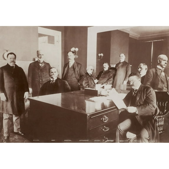 Photomontage Of President Theodore Roosevelt With Members Of His Cabinet History (36 x 24)