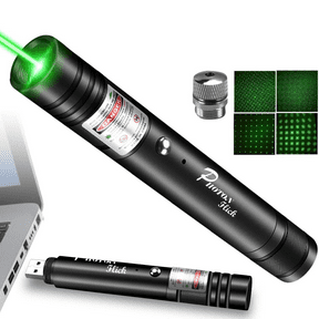 Photon Flick - High Power Green Laser Pointer, 2000M Long-Range USB Rechargeable Laser Pen with Durable Aluminum Alloy Shell for Outdoor Survival, Hiking, Astronomy, and Pet Play