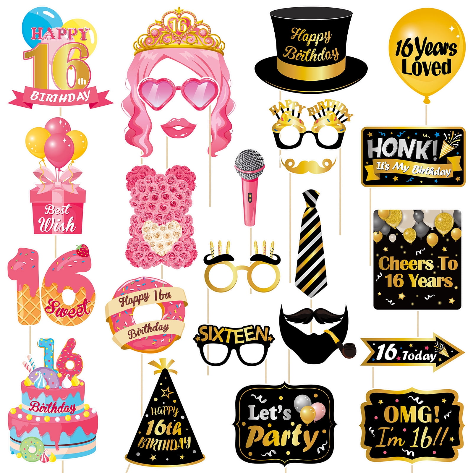 Photos Decor Handheld Booth Props 16th Birthday Selfie Party Decoration