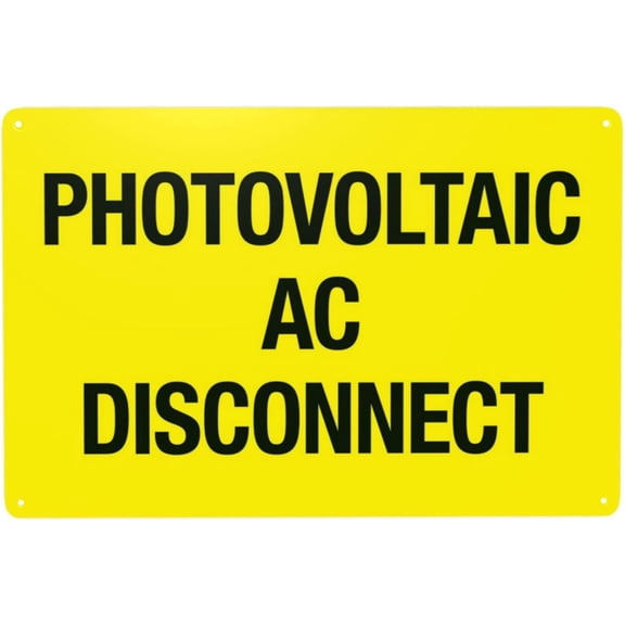 Photovoltaic Ac Disconnect Warning Sign, Security Safety Metal Signs, Vintage Caution Poster Wall Decor for Business Office Home Street Road Custom Use 12 x 8 Inch