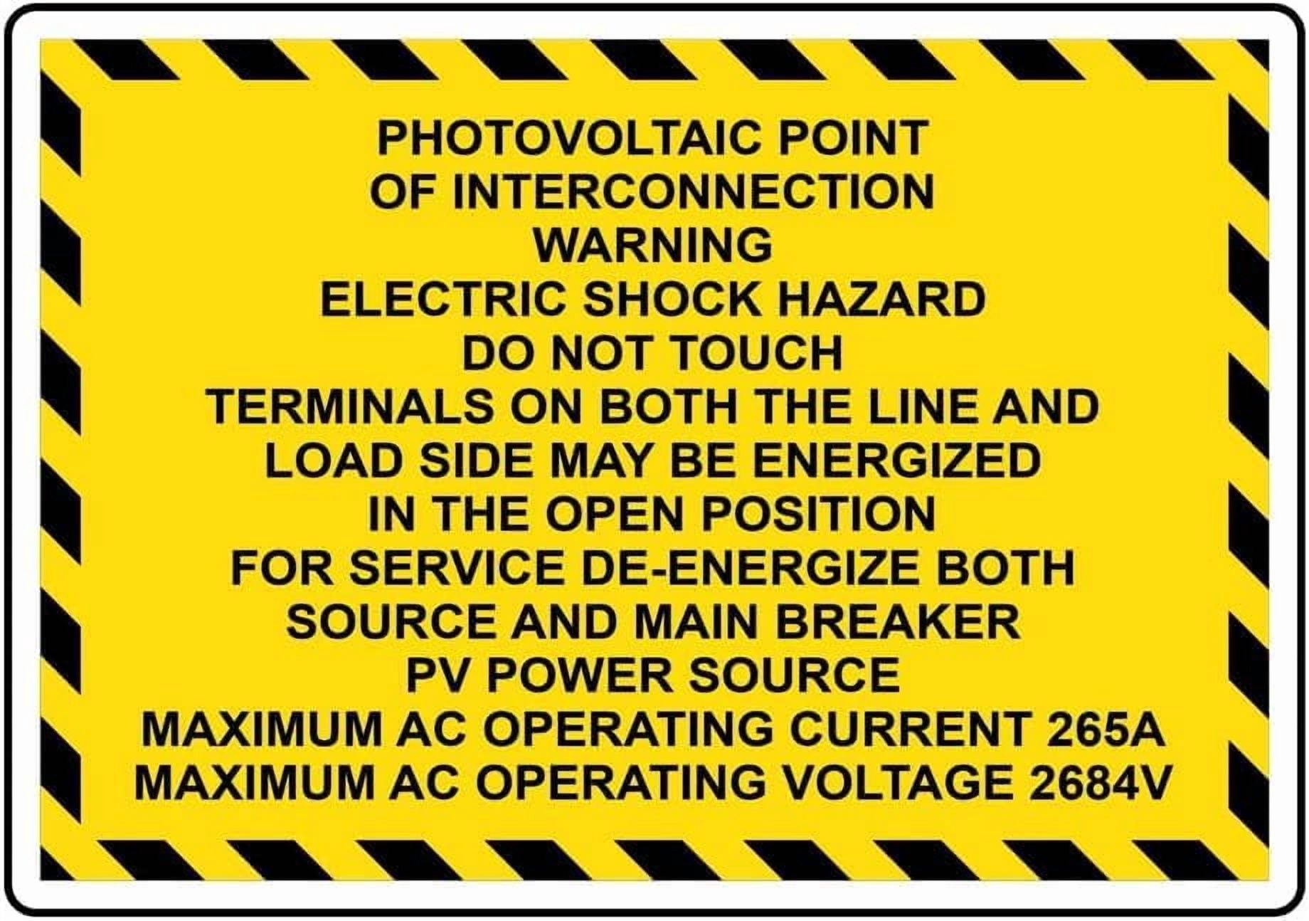Photovoltaic Point of Interconnection Warning Sign Safety Metal Tin ...