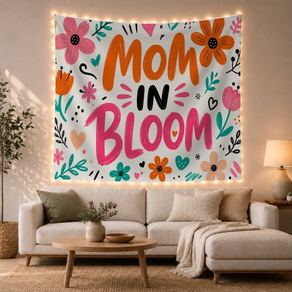 Phrase Bloom Hand With Painted Word Appears, Inspirational Illustration for Quote Lovers, Aesthetic Wall Decor, Valentine's Day Gift, Tapestry Wall Hanging for Dorm and Living Room