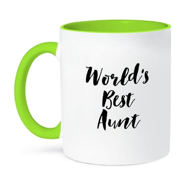 3dRose, Phrase - Worlds Best Aunt, 11oz Two-Tone Green Mug