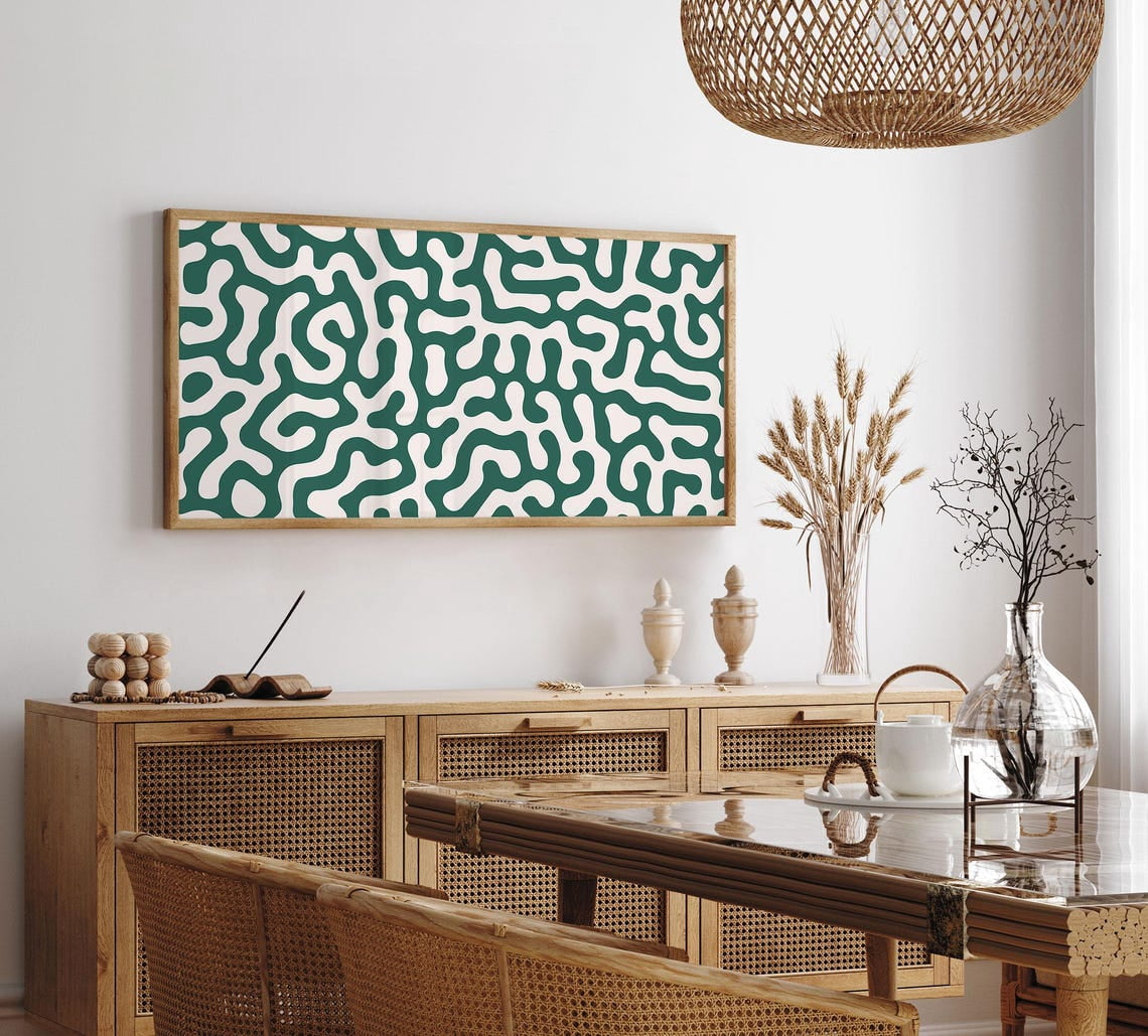 Phthalo Green Long Horizontal Wall Art, 30X60 Inch Wide Panoramic ...