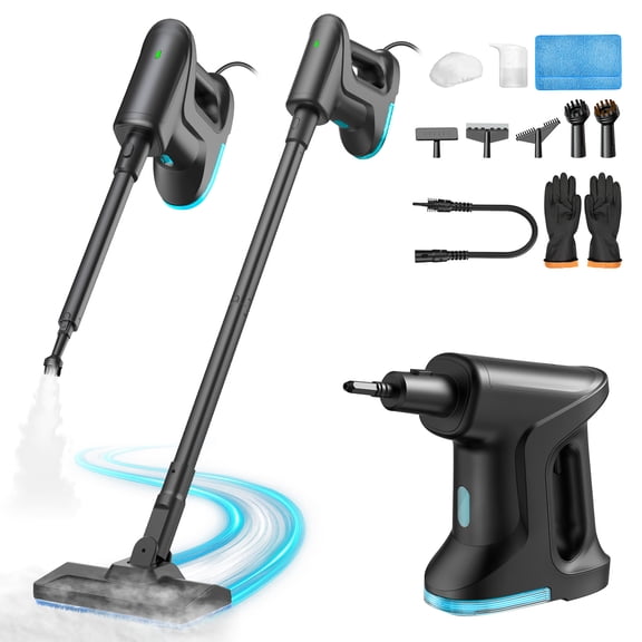 Phueutpros 2-in-1 Steam Mop & Handheld Cleaner - Under 5 lbs, Chemical-Free Steam, Dishwasher-Safe Mop Pad, 180 Swivel - Whole-Home Clean for Hardwood, Laminate, Tile, Couch & Fabrics