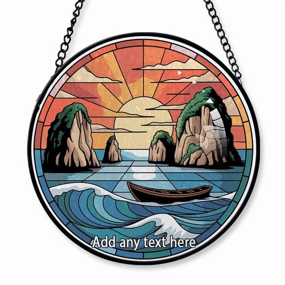 Phuket Limestone Karsts Stained Glass Suncatcher Window Hanging Christmas 2025 Window Hanging Keepsake for Travel Adventures, Great Gift for Families, Friends or Couples