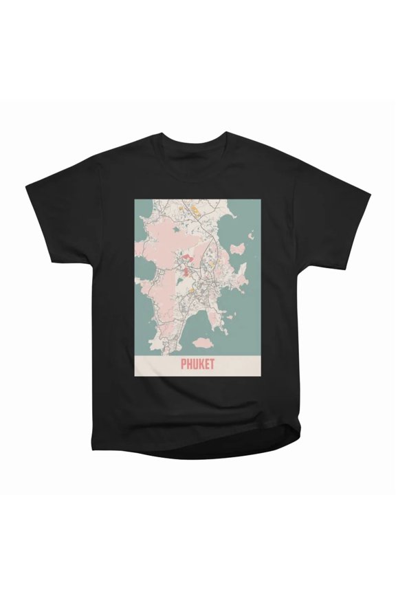 Phuket Thailand Chalk City Map T-Shirt Tee Gift For Him Merch For Her Apparel For Friend