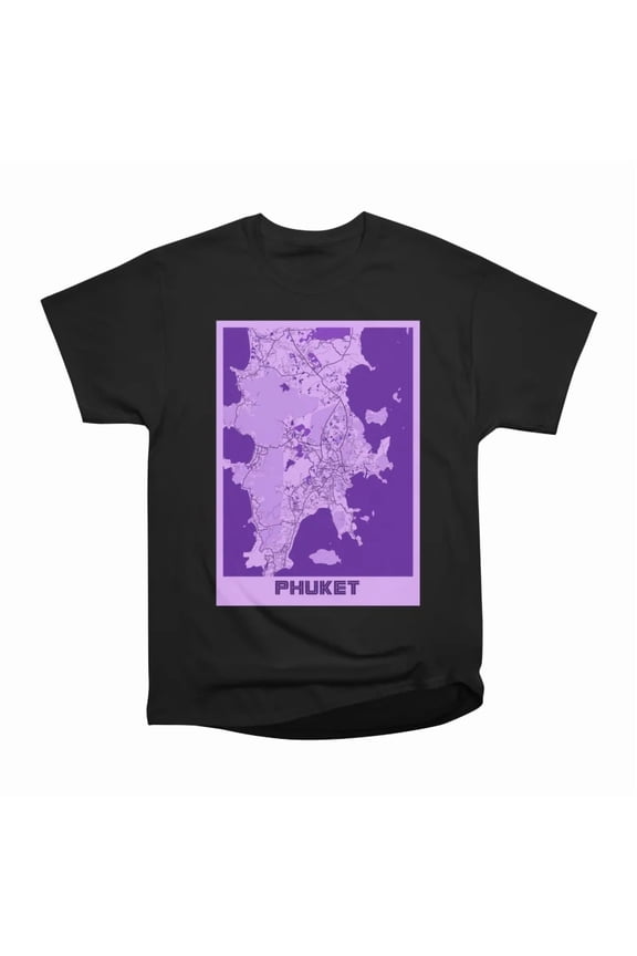 Phuket Thailand Lavender City Map T-Shirt Tee Gift For Him Merch For Her Apparel For Frien