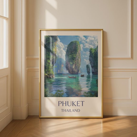 Phuket Thailand Limestones Wall Art Landscape Print Home Decor Office Wall Art Living Room Decor, Paper Poster Only