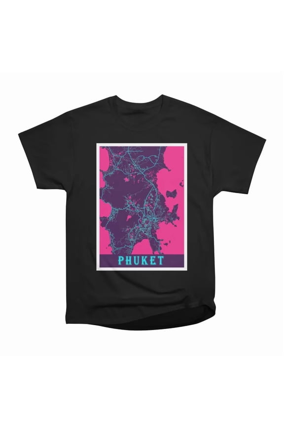 Phuket Thailand Neon City Map T-Shirt Tee Gift For Him Merch For Her Apparel For Friend